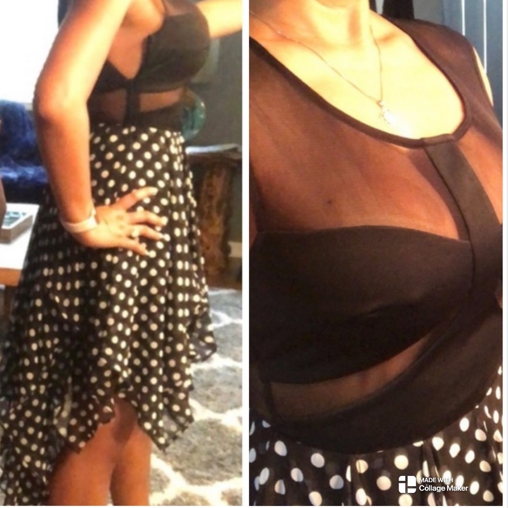 Rare Y2K Arden B Sheer Black and Polka Dot Layered Dress